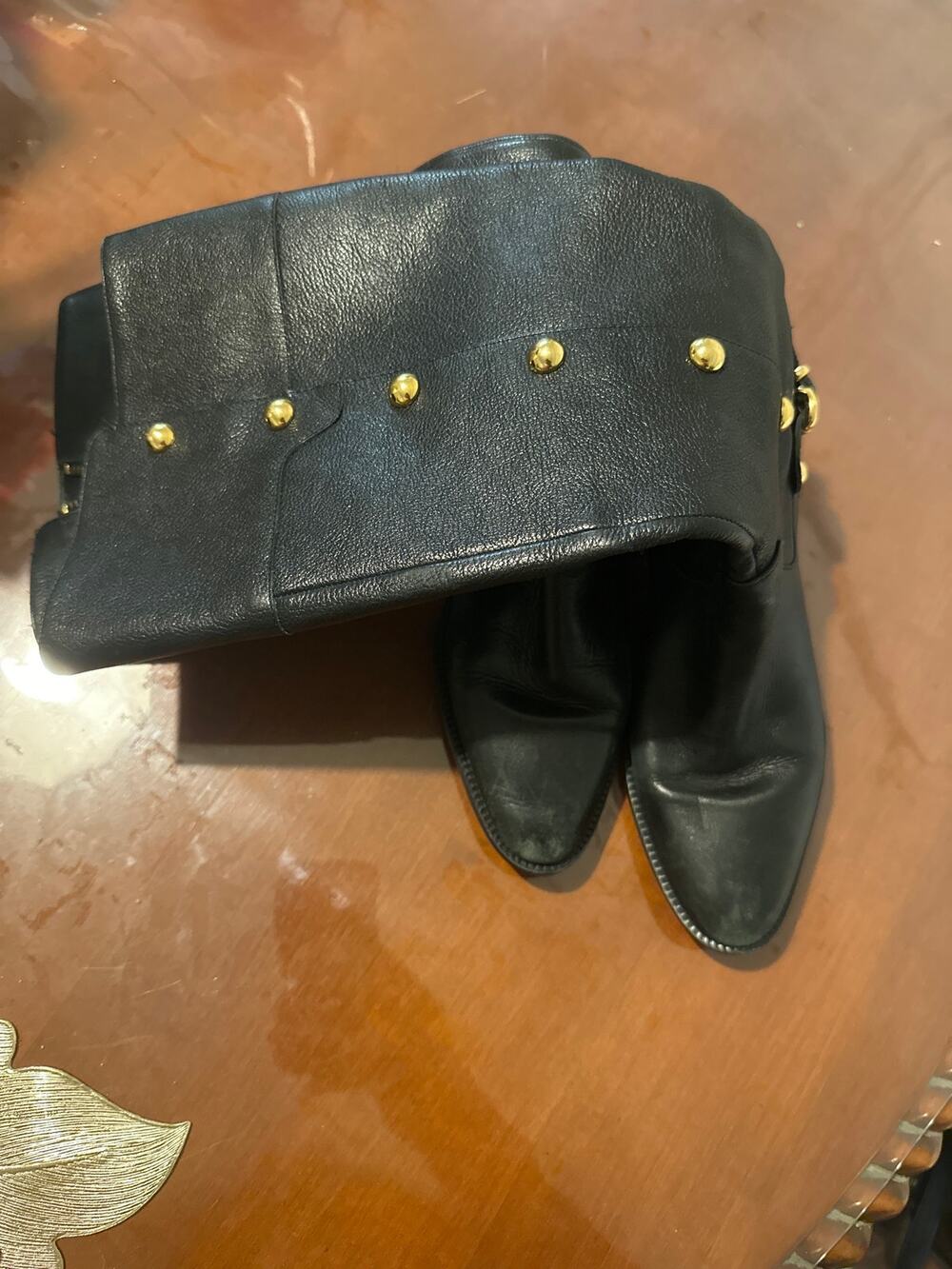 Michael Kors Black Leather Studded Buckle Ankle Boots Size 6.5